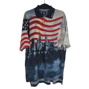 Tabasco Men's Collar 1/4 Buttons American Flag Brand Shirt Lg